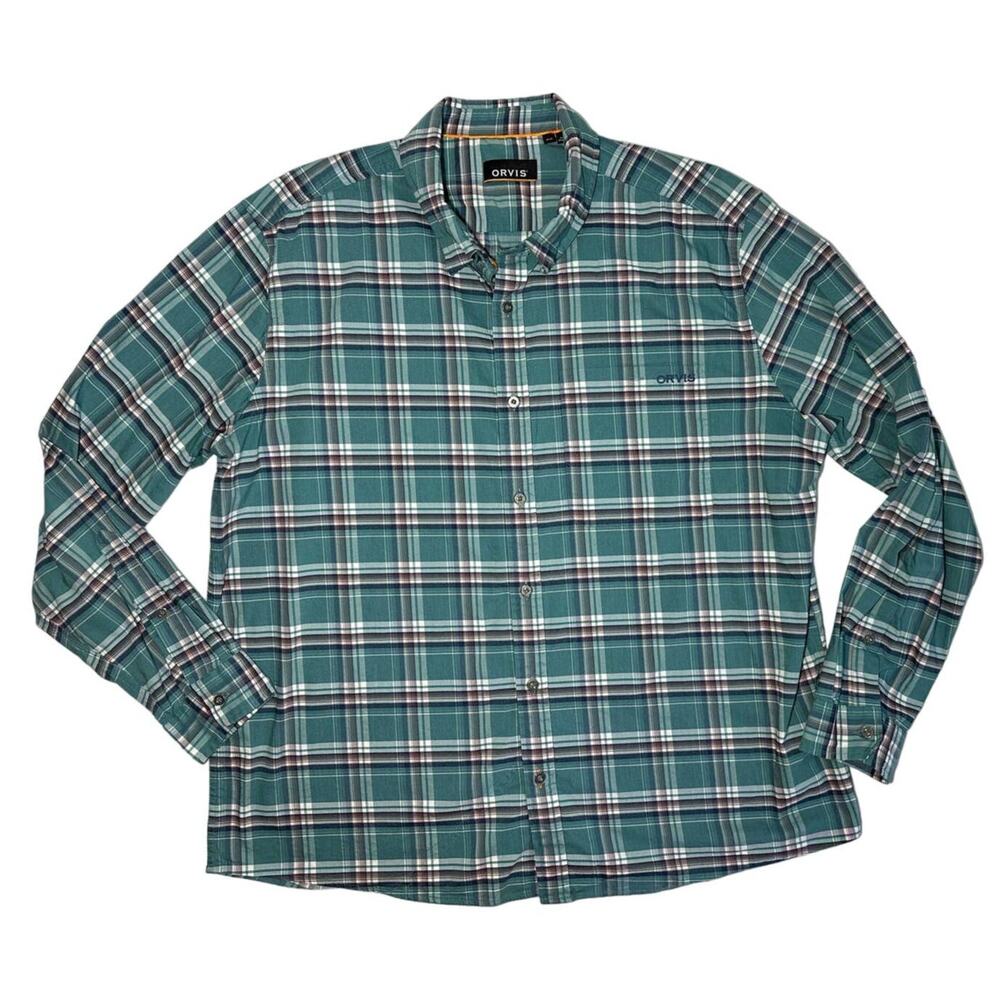 Orvis Men's Long Sleeve Plaid Button Up Size XL